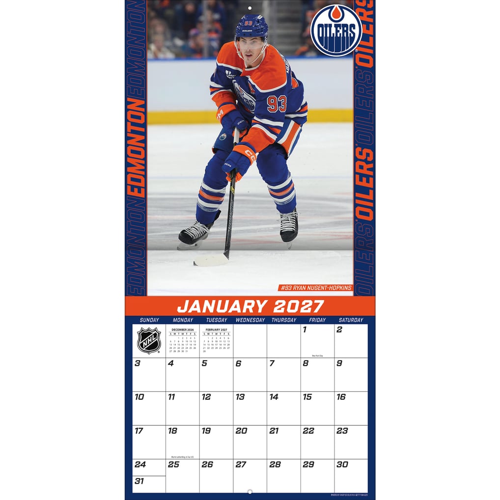 Edmonton Oilers 2027 12” x 12” Team Wall Calendar