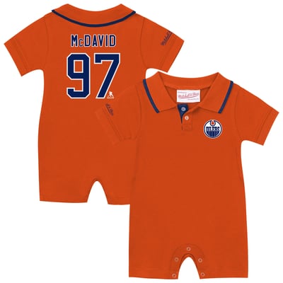 Connor McDavid Edmonton Oilers Mitchell & Ness Infant Retro Roots Player Rugby Romper - Orange