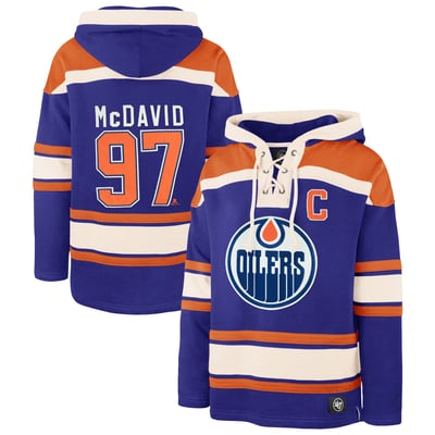Connor McDavid Edmonton Oilers '47 Player Name & Number Lacer Hoodie - Royal