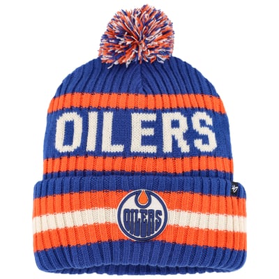 Edmonton Oilers '47 Bering Cuffed Knit Hat with Pom - Royal/Orange