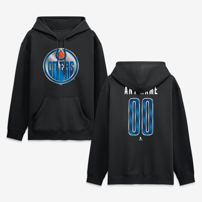 Edmonton Oilers Big & Tall Forged Mascot Personalized Name & Number Hoodie - Black