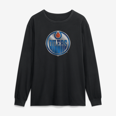 Edmonton Oilers  Metallic Mascot Long Sleeve T-Shirt - Black