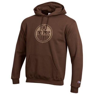  Edmonton Oilers Champion Core Plus Eco Powerblend Hoodie - Brown