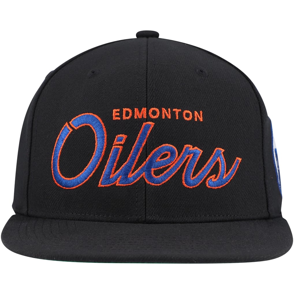 Edmonton Oilers Mitchell & Ness Core Team Script 2.0 Snapback Hat - Black