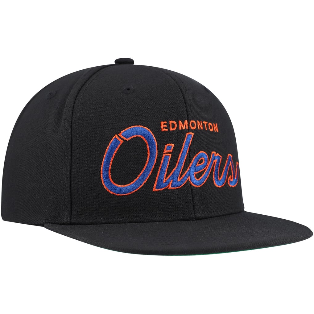 Edmonton Oilers Mitchell & Ness Core Team Script 2.0 Snapback Hat - Black