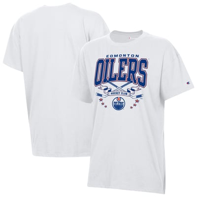 Edmonton Oilers Champion Women's  Crossing Sticks Oversized T-Shirt - White