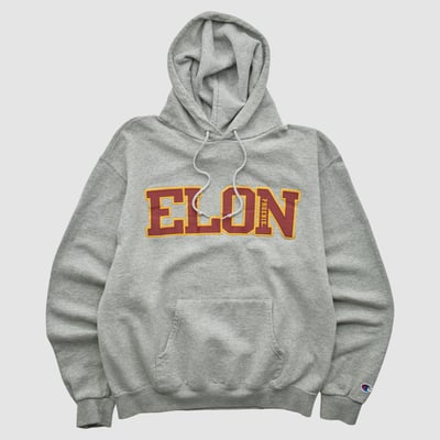 Elon Phoenix Champion 2000s Hooded Pullover Sweatshirt - Heather Gray - M by Fanatics Real Vintage