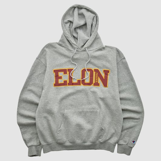 Elon Phoenix Champion 2000s Hooded Pullover Sweatshirt - Heather Gray - M by Fanatics Real Vintage