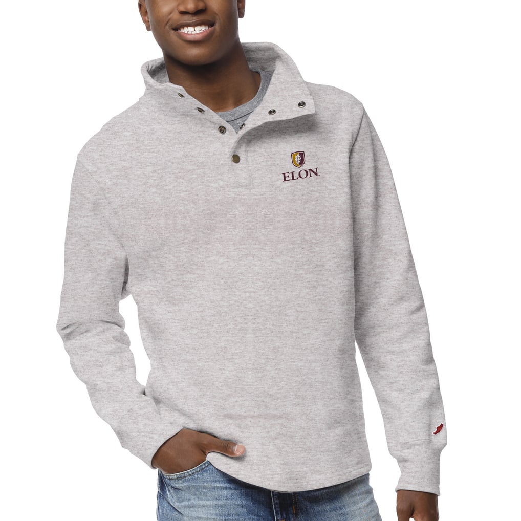 Elon Phoenix League Collegiate Wear 1636 Fleece Quarter Snap Up Pullover Sweatshirt - Ash