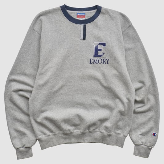 Emory Eagles Champion 2000s Pullover Sweatshirt - Heather Gray - S by Fanatics Real Vintage