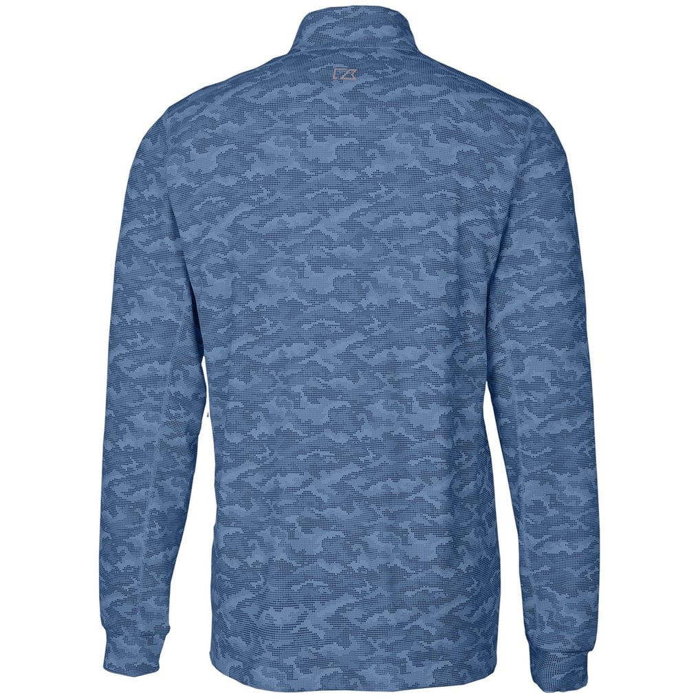 Emory Eagles Cutter & Buck Big & Tall Traverse Camo Print Stretch Quarter-Zip Pullover Top - Navy