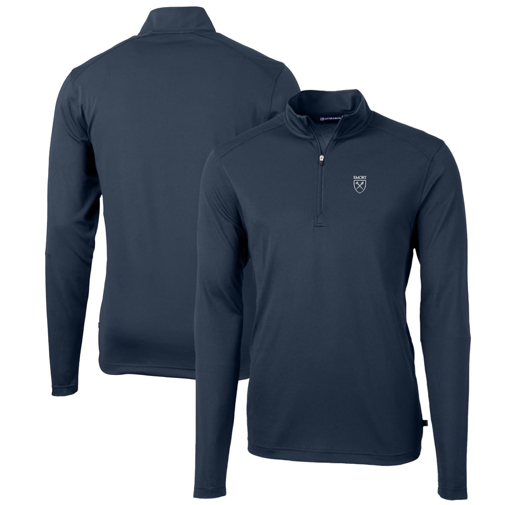 Emory Eagles Cutter & Buck Big & Tall Virtue Eco Pique Recycled Quarter-Zip Pullover Top - Navy