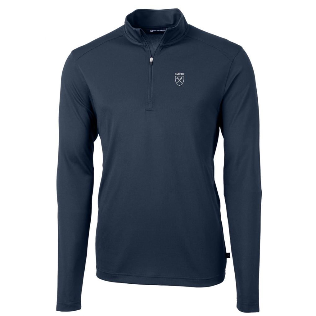 Emory Eagles Cutter & Buck Big & Tall Virtue Eco Pique Recycled Quarter-Zip Pullover Top - Navy