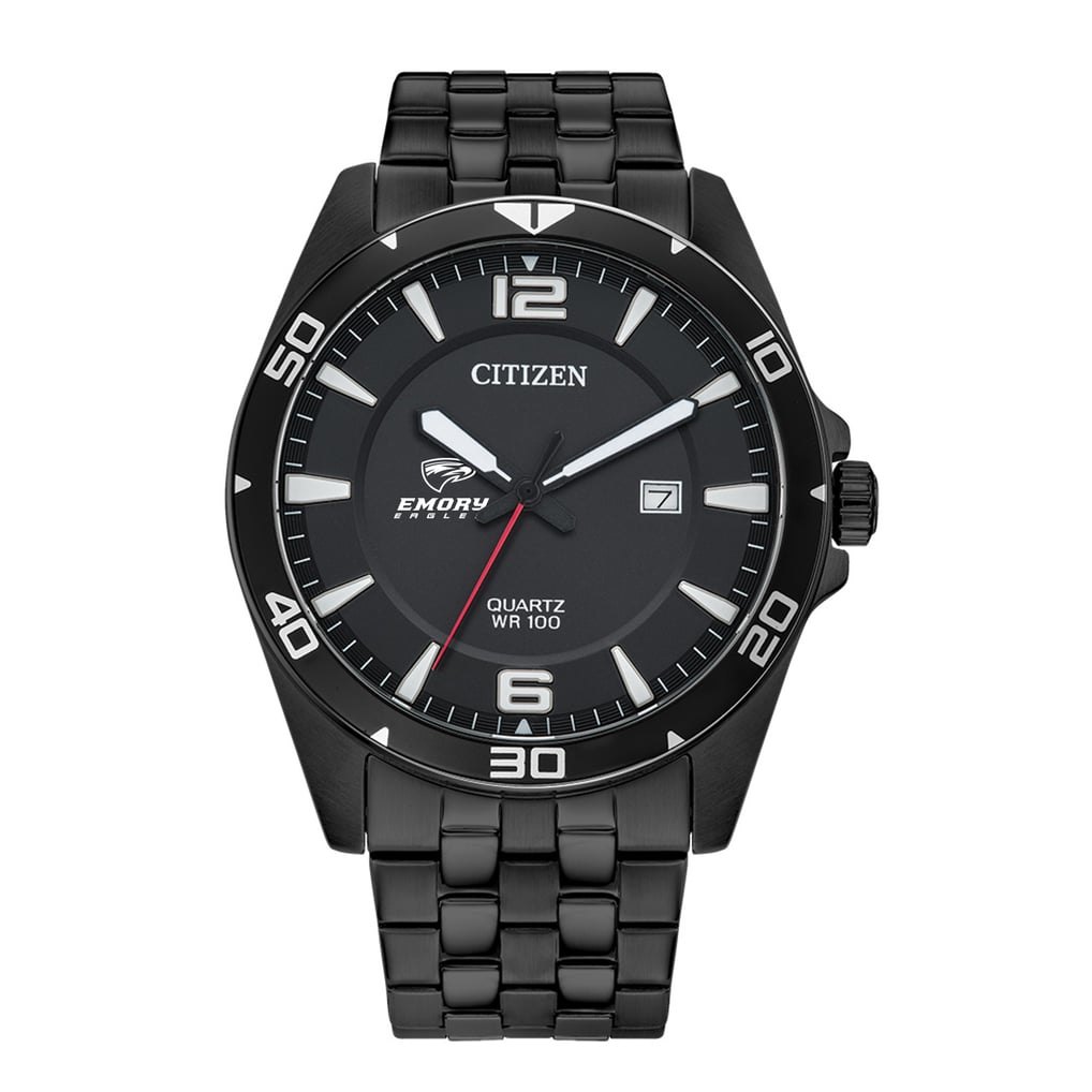  Emory Eagles Quartz Black-Tone Stainless Steel Watch