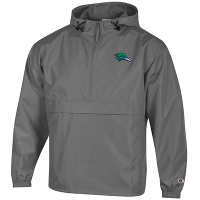 Endicott College Champion Packable Half-Zip Hooded Jacket - Gray

