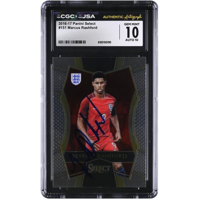 Marcus Rashford England National Team Autographed 2016-17 Panini Select #151 CGC Authenticated 10/10 Rookie Card