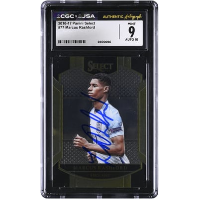Marcus Rashford England National Team Autographed 2016-17 Panini Select #77 CGC Authenticated 9/10 Rookie Card