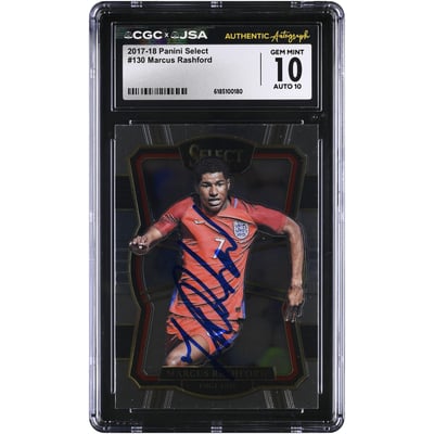 Marcus Rashford England National Team Autographed 2017-18 Panini Select #130 CGC Authenticated 10/10 Rookie Card