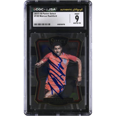 Marcus Rashford England National Team Autographed 2017-18 Panini Select #130 CGC Authenticated 9/10 Rookie Card