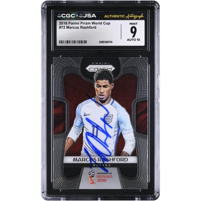 Marcus Rashford England National Team Autographed 2018 Panini Prizm World Cup #72 CGC Authenticated 9/10 Card