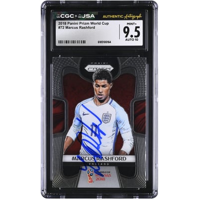 Marcus Rashford England National Team Autographed 2018 Panini Prizm World Cup #72 CGC Authenticated 9.5/10 Card