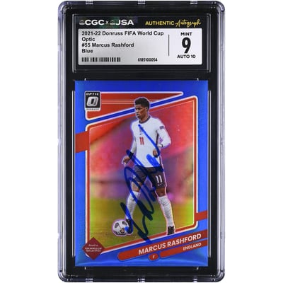 Marcus Rashford England National Team Autographed 2021-22 Panini Donruss Optic Blue #55 CGC Authenticated 9/10 Card