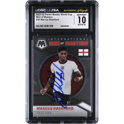 Marcus Rashford England National Team Autographed 2021-22 Panini Mosaic World Cup Men of Mastery #39 CGC Authenticated 10/10 Card