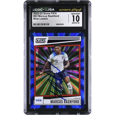 Marcus Rashford England National Team Autographed 2022-23 Score FIFA Blue Lasers #52 #/60 CGC Authenticated 10/10 Card