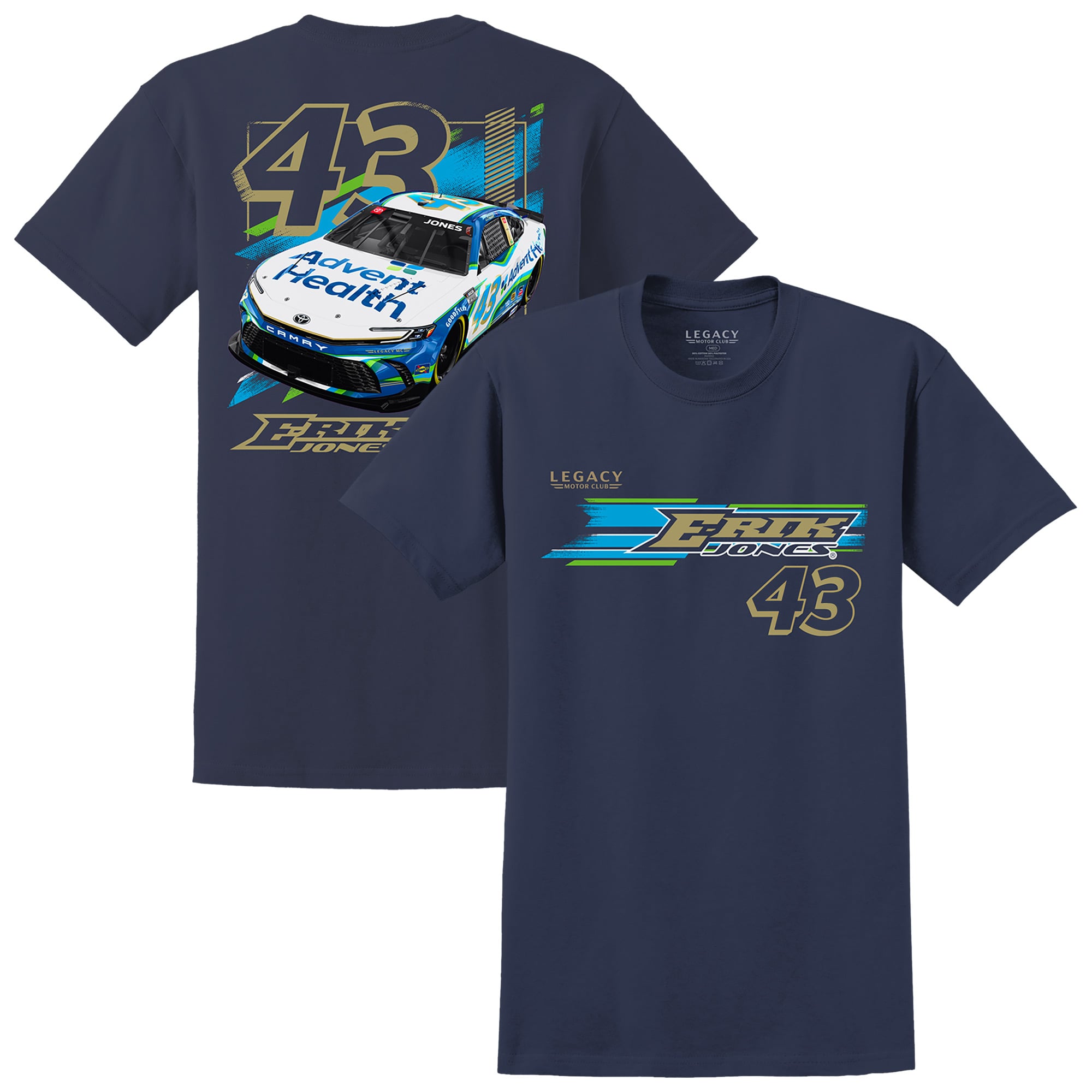 LEGACY Motor Club Team Collection Erik Jones Navy Advent Health Car T-Shirt
