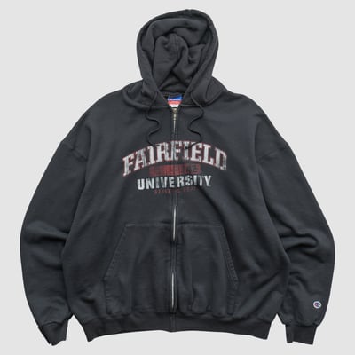 Fairfield Stags Champion 2000s Hooded Full Zip Sweatshirt - Black - XL by Fanatics Real Vintage