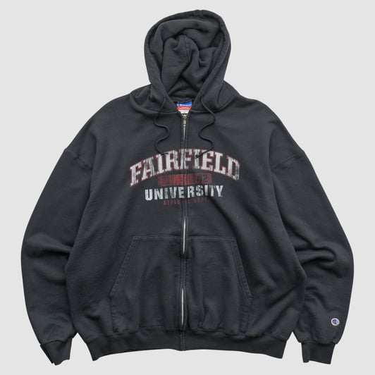 Fairfield Stags Champion 2000s Hooded Full Zip Sweatshirt - Black - XL by Fanatics Real Vintage