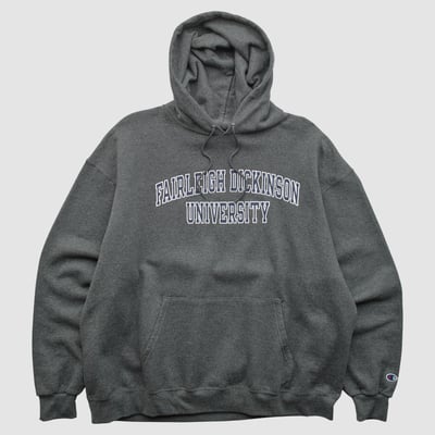 Fairleigh Dickinson Knights Champion 2000s Hooded Pullover Sweatshirt - Dark Heather Gray - XL by Fanatics Real Vintage