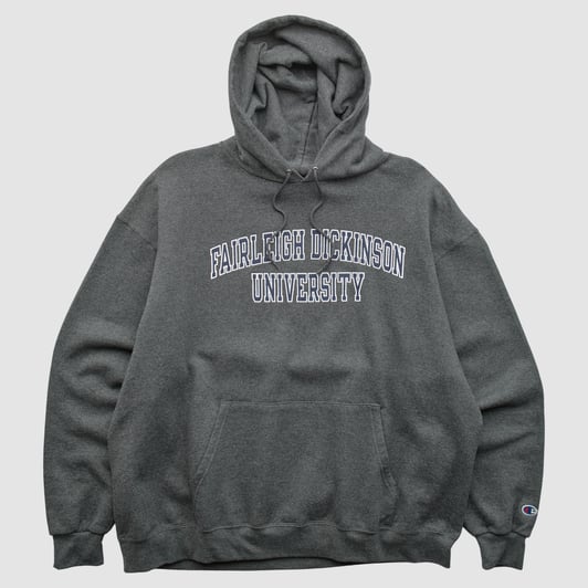 Fairleigh Dickinson Knights Champion 2000s Hooded Pullover Sweatshirt - Dark Heather Gray - XL by Fanatics Real Vintage