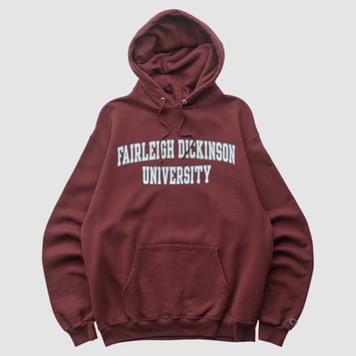 Fairleigh Dickinson Knights Champion 2000s Hooded Pullover Sweatshirt - Maroon - M by Fanatics Real Vintage