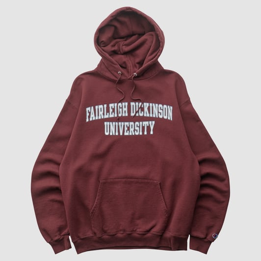 Fairleigh Dickinson Knights Champion 2000s Hooded Pullover Sweatshirt - Maroon - M by Fanatics Real Vintage