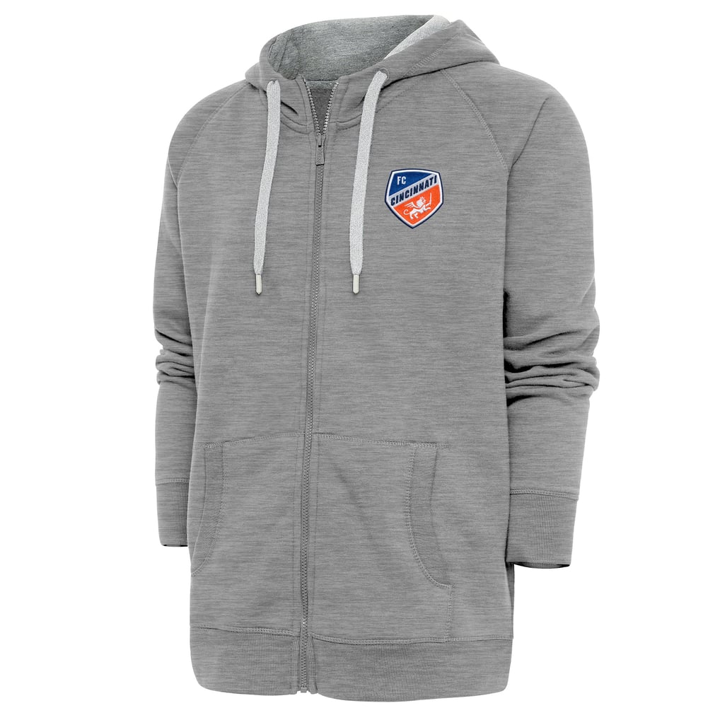 FC Cincinnati Antigua Logo Victory Full-Zip Hoodie - Heather Gray