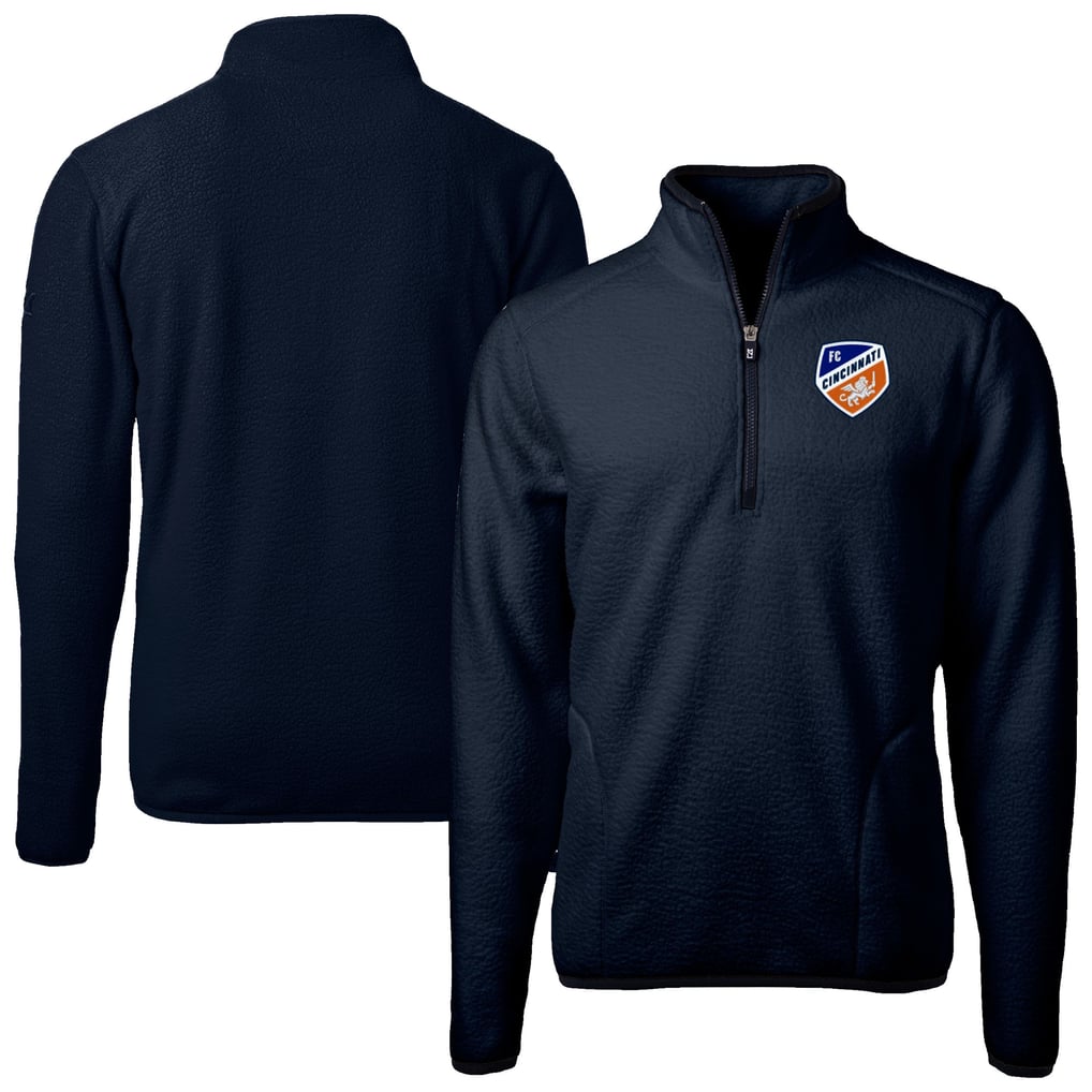  FC Cincinnati Cutter & Buck Big & Tall Cascade Eco Sherpa Fleece Quarter-Zip Pullover Jacket - Navy