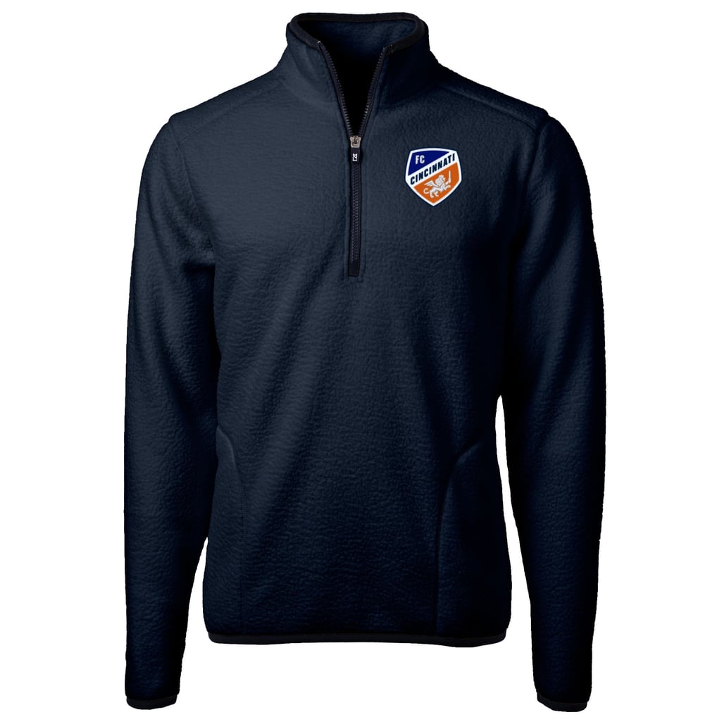  FC Cincinnati Cutter & Buck Big & Tall Cascade Eco Sherpa Fleece Quarter-Zip Pullover Jacket - Navy