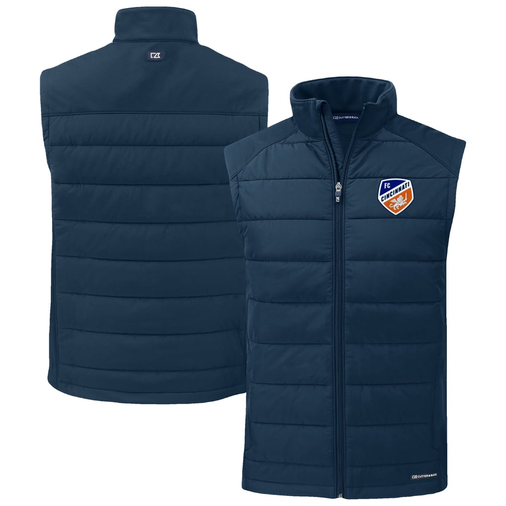 FC Cincinnati Cutter & Buck Evoke Hybrid Eco Softshell Recycled Full-Zip Vest - Navy