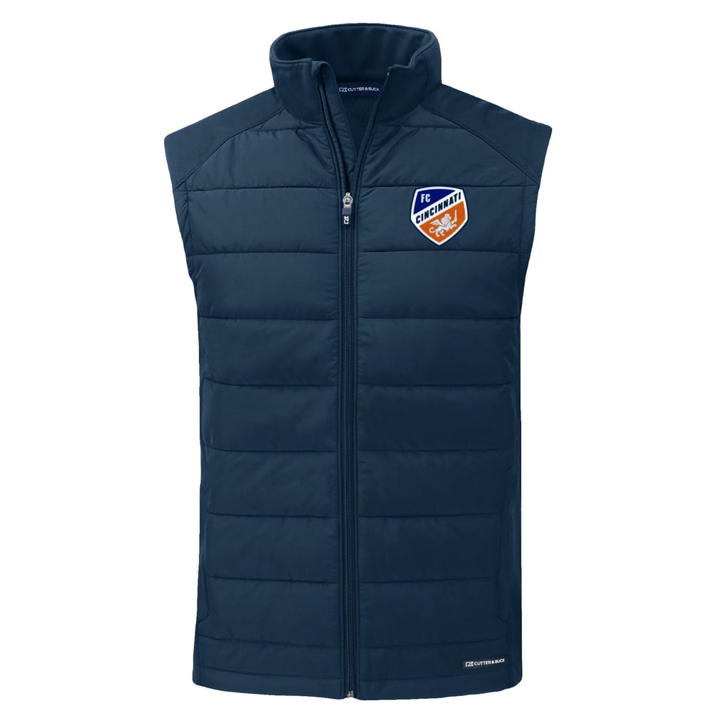 FC Cincinnati Cutter & Buck Evoke Hybrid Eco Softshell Recycled Full-Zip Vest - Navy