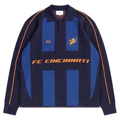 FC Cincinnati Live Breathe Futbol Unisex Rossi Long Sleeve Knit Polo - Blue