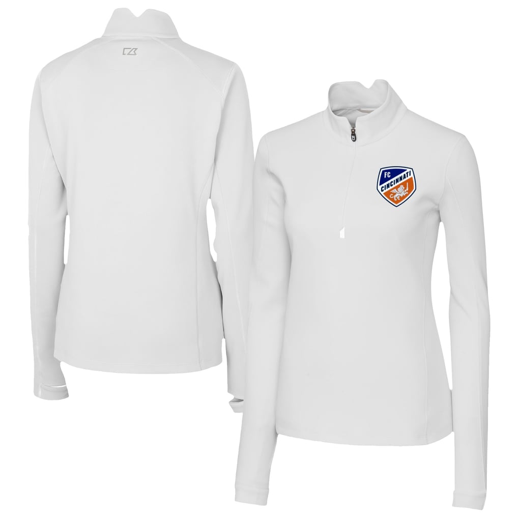  FC Cincinnati Cutter & Buck Women's Traverse Stretch Eco Quarter-Zip Top - White