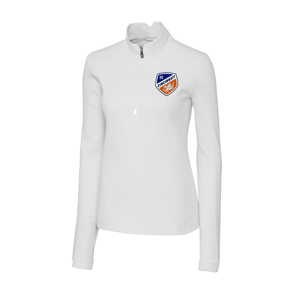  FC Cincinnati Cutter & Buck Women's Traverse Stretch Eco Quarter-Zip Top - White
