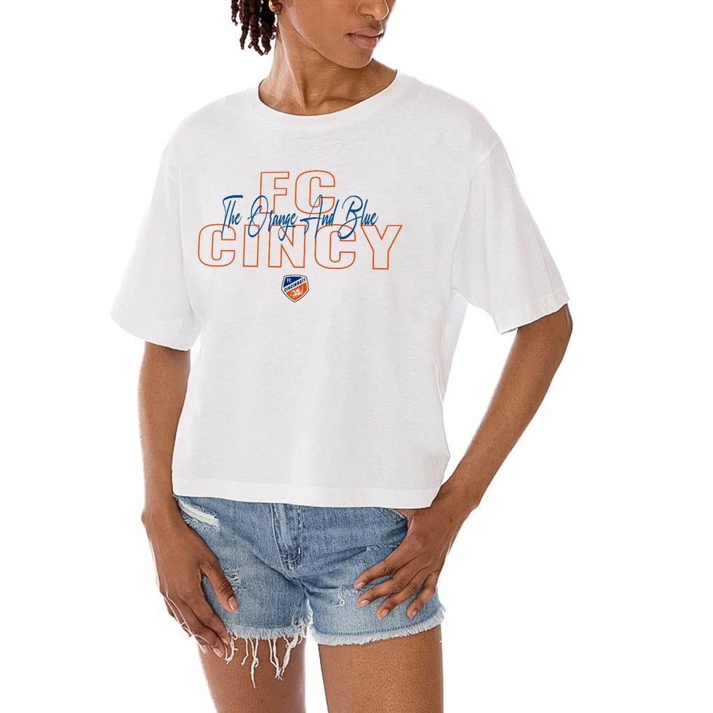  FC Cincinnati Gameday Couture Women's Keep Playing Cropped T-Shirt - White