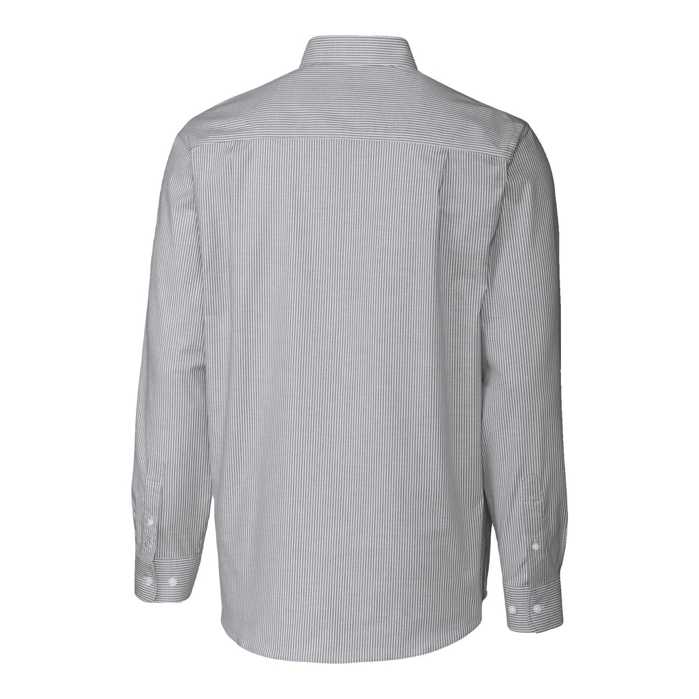 FC Dallas Cutter & Buck Stretch Oxford Stripe Long Sleeve Tri-Blend Button-Down Shirt - Charcoal