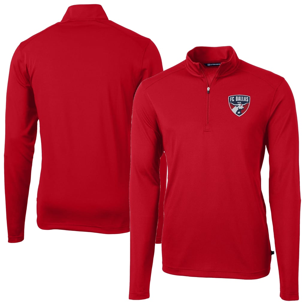 FC Dallas Cutter & Buck DryTec Virtue Eco Pique Recycled Quarter-Zip Pullover - Red
