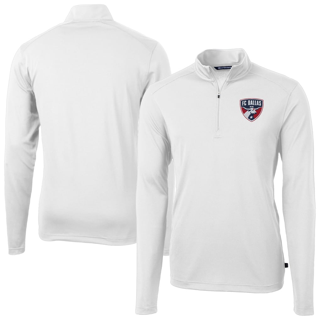 FC Dallas Cutter & Buck DryTec Virtue Eco Pique Recycled Quarter-Zip Pullover - White