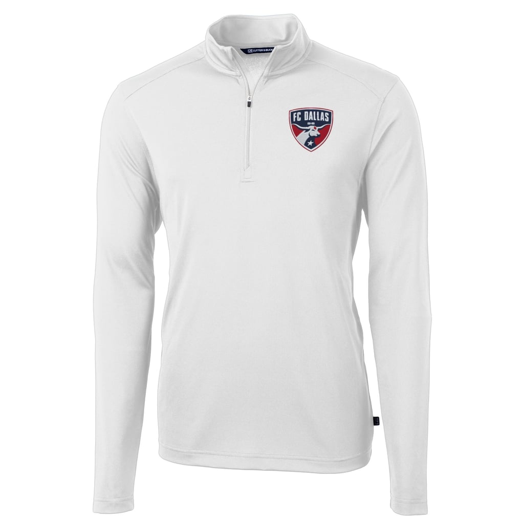 FC Dallas Cutter & Buck DryTec Virtue Eco Pique Recycled Quarter-Zip Pullover - White