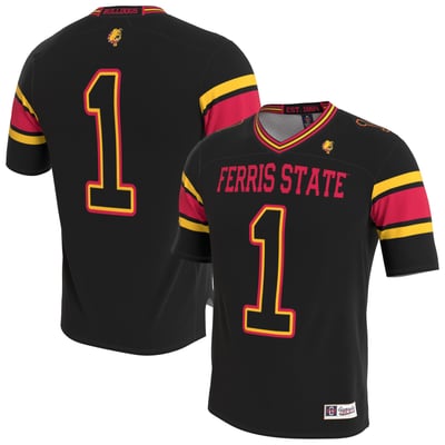 Ferris State Bulldogs GameDay Greats Unisex Lightweight Collegiate Football Blackout Fashion Jersey - Black