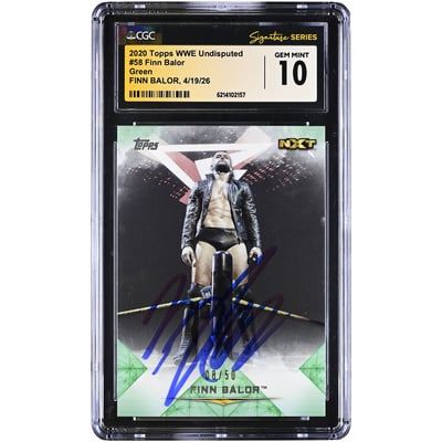 Finn Balor WWE Autographed 2020 Topps WWE Undisputed Green #58 #/50 CGC Fanatics Witnessed Authenticated GEM MINT 10 Card